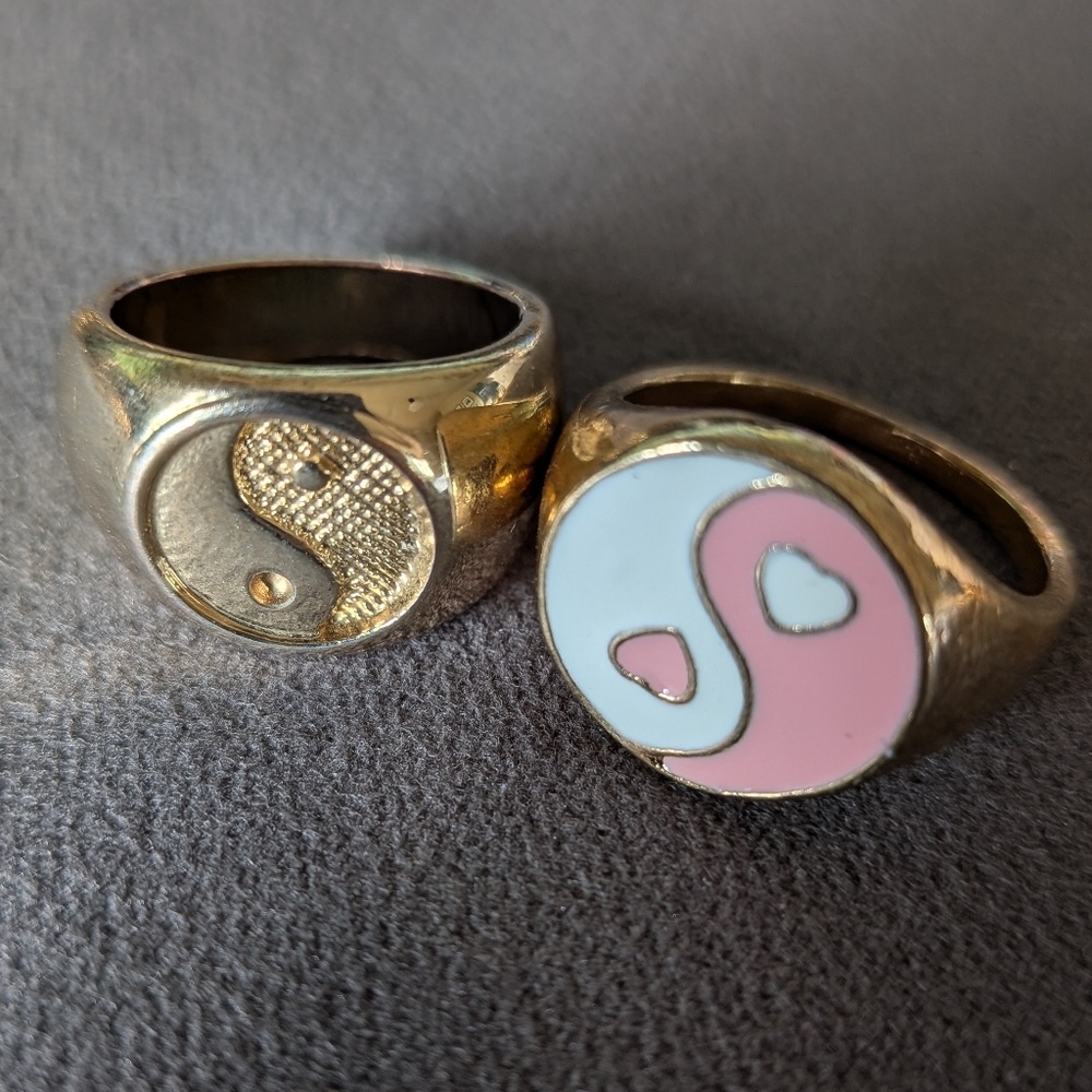 Gold Tine Yin Yang Rings Bundle - Size 5.5 & 7.75